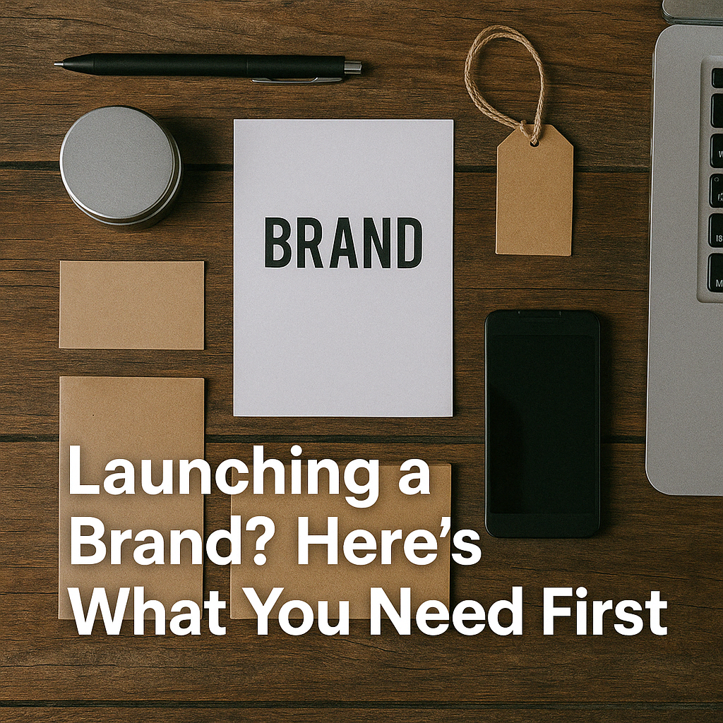 Flat lay image of brand identity elements including packaging, labels, and devices, illustrating the startup phase for nicotine pouch brands.