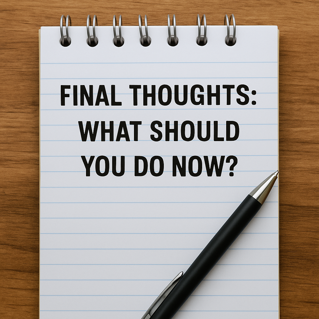 Final action steps for launching a nicotine pouch brand, shown on a notepad with bold title and pen on wooden surface.